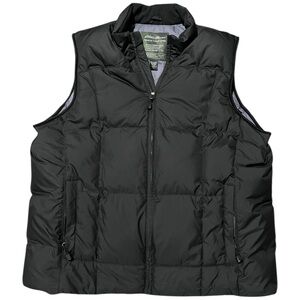 Eddie Bauer Puffer Vest, Mens XL Tall, Black And Gray, Goose Down Outdoor Vest